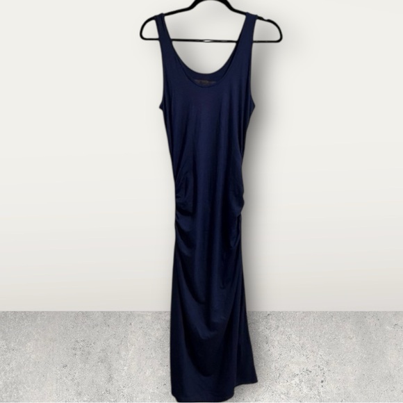 Enza Costa Navy Midi Dress with White Trim - Picture 3 of 3